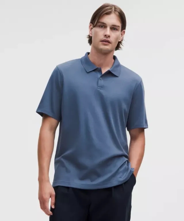 lululemon – Men's Organic Cotton Short-Sleeve Polo Shirt – Color Blue – Size Small