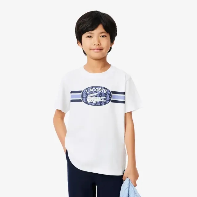 Lacoste Monogram Print Cotton T-shirt - White