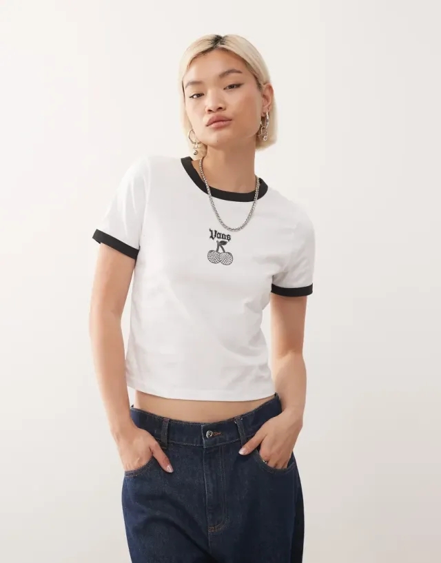 Vans Cherry Bom Ringer Tee In White