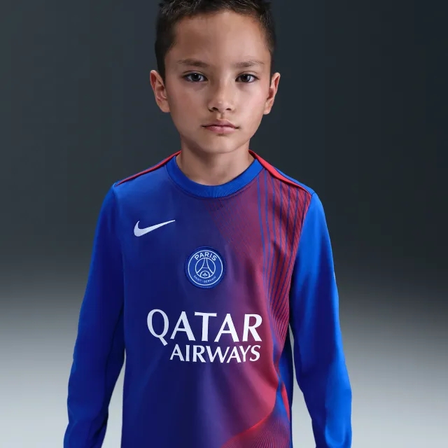 Paris Saint-Germain Academy Pro Third Older Kids' Nike Dri-FIT Total 90 Football Pre-Match Long-Sleeve Top - Blue - Polyester
