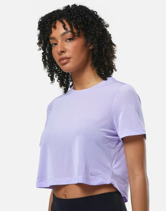 Women's Nike One Breathe T-Shirt Wh in Purple/Black 