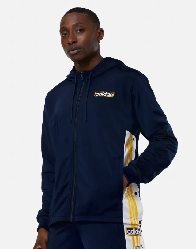 Men's Adidas Originals Adibreak Full Zip Hoodie Wh in Navy Blue/Gold 
