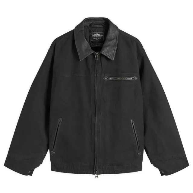 FrizmWORKS Men's Heavy Canvas Destroyed Work Jacket Black