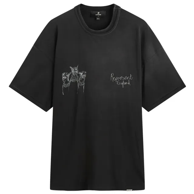 Represent Men's Hand Drawn Thoroughbred Dogs T-Shirt Aged Black