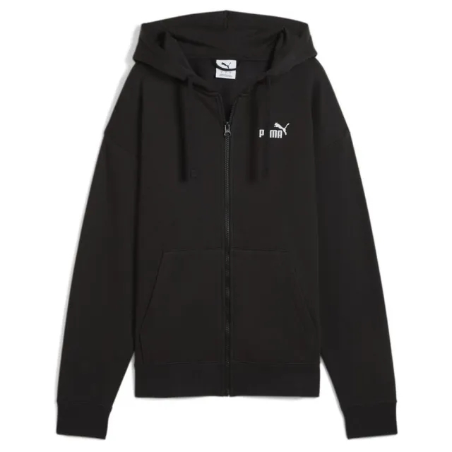 Ess Small No. 1 Logo Comfort Full-Zip Hoodie Fl Puma Black - ['Black']
