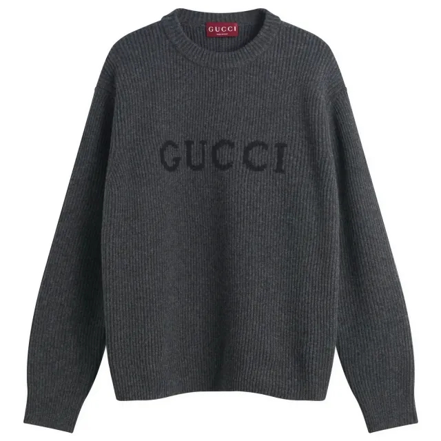 Gucci Men's Gucci Men's Logo Wool Jumper Grey