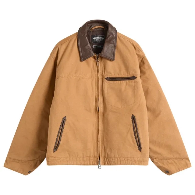 FrizmWORKS Men's Heavy Canvas Destroyed Work Jacket Tan