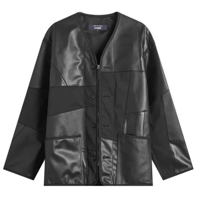 Comme des Garçons Homme Men's Leather Mix Jacket Black