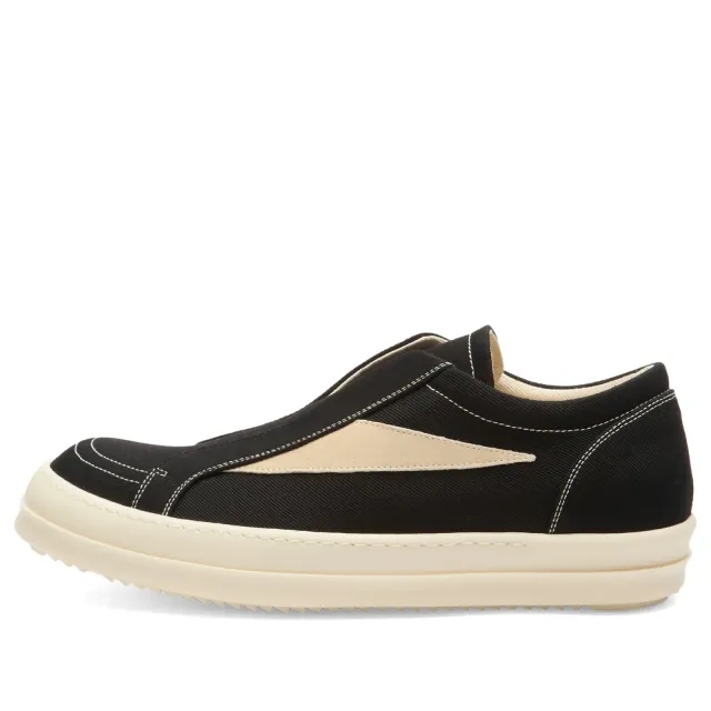 Rick Owens DRKSHDW Men's Slip On Vintage Sneaks Black/Milk/Milk
