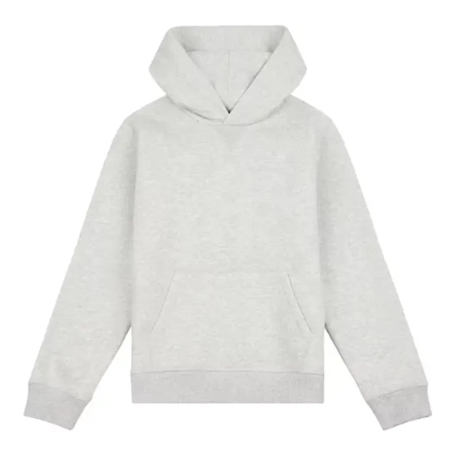 New Balance Boys Brush Back Small Logo Hoodie in Grey Cotton Fleece