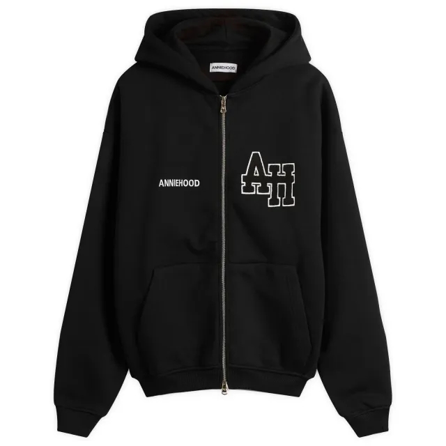 ANNIE HOOD Men's College Zip Hoodie Black/Black