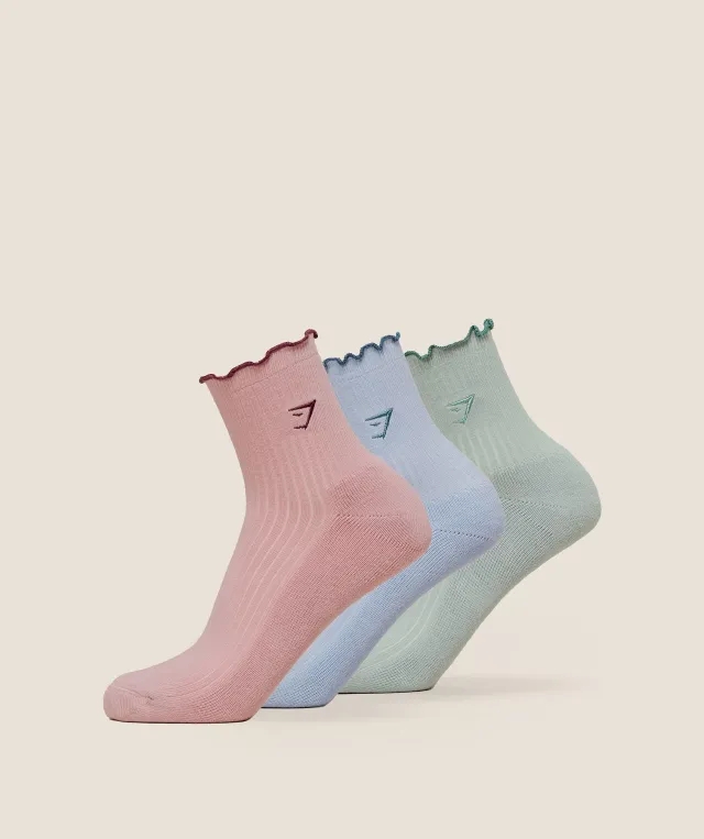  Weight Doodle Graphic Frill Midi 3pk - Cloud Pink/Smoke Blue/Peri Blue