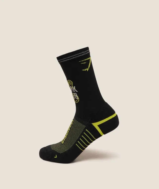  Graphic Single Pack Crew Running Sock - Black