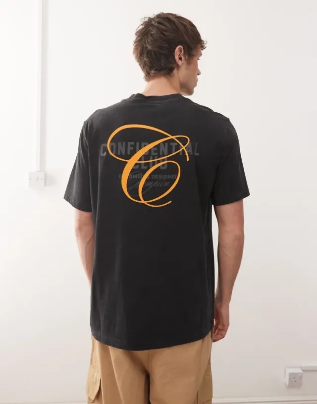 Champion Crewneck Graphic Back Print T-Shirt In Black