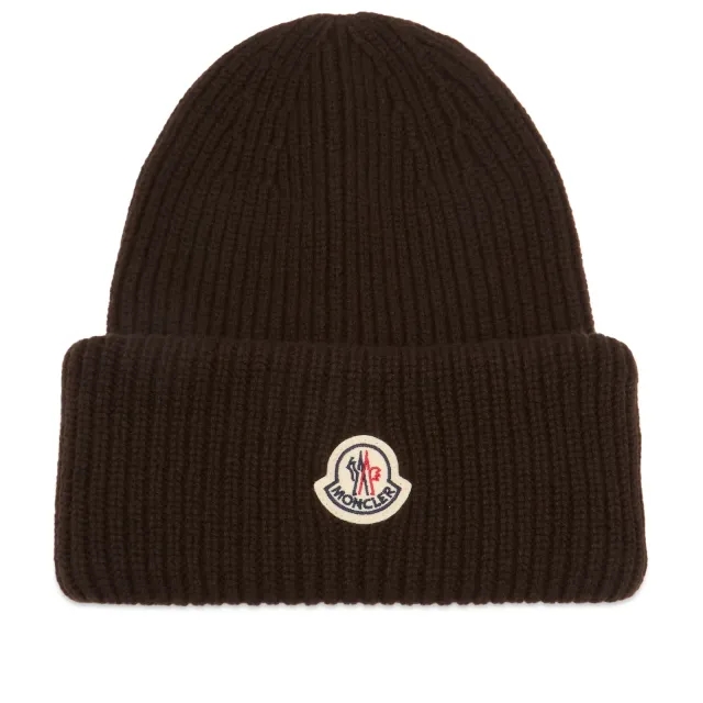 Moncler Men's Wool Cashmere Beanie Brown