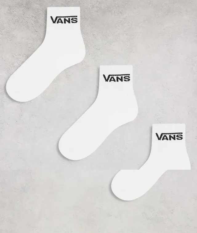 Vans 3-Pack Classic Half Crew Socks In White