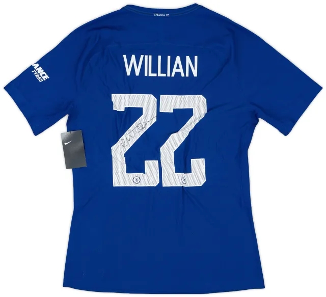2017-18 Chelsea Player Issue Signed Home Shirt Willian #22