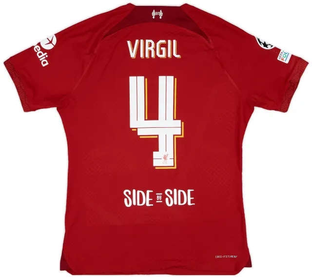 2022-23 Liverpool Match Issue Champions League Home Shirt Virgil #4