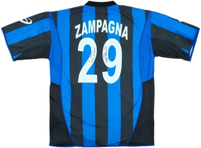 2005-06 Atalanta Match Issue Signed Home Shirt Zampagna #29
