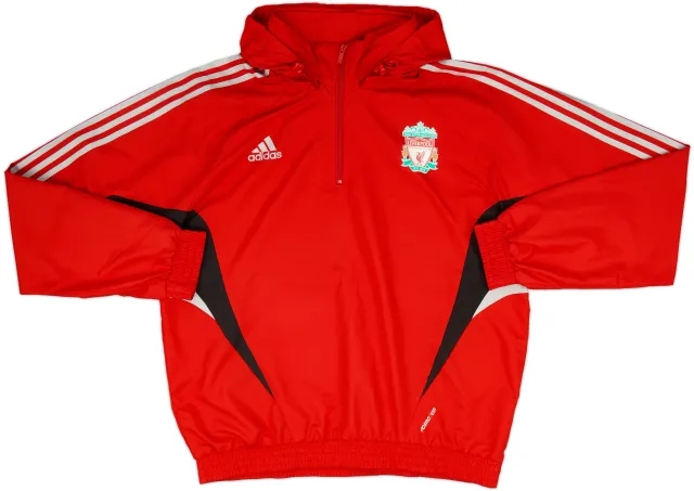 2008-09 Liverpool adidas 1/4 Zip Hooded Rain Jacket - 8/10 - (L)