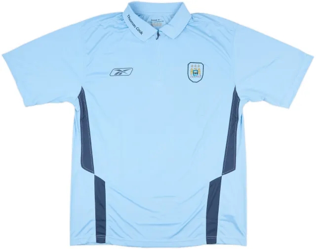2004-05 Manchester City Reebok 1/4 Zip Polo Shirt (M)