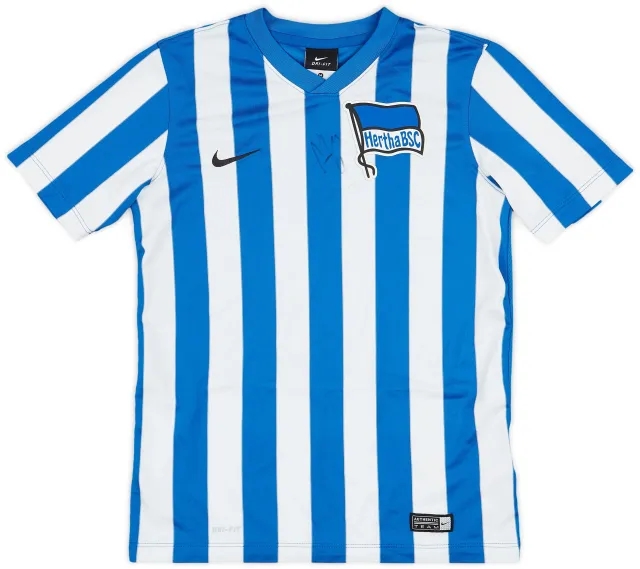 2013-14 Hertha Berlin Signed 'Fussballschule' Home Shirt - 7/10 - (M.Boys)