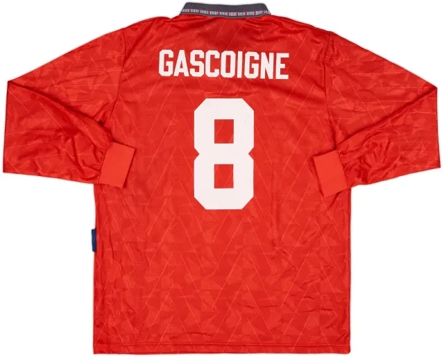 1990-93 England Away L/S Shirt Gascoigne #8 - 9/10 - (L)