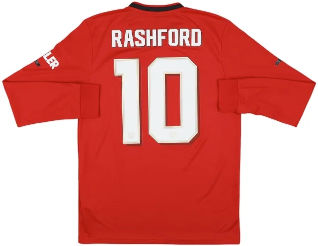 2019-20 Manchester United Home L/S Shirt Rashford #10 - 10/10 - (M)