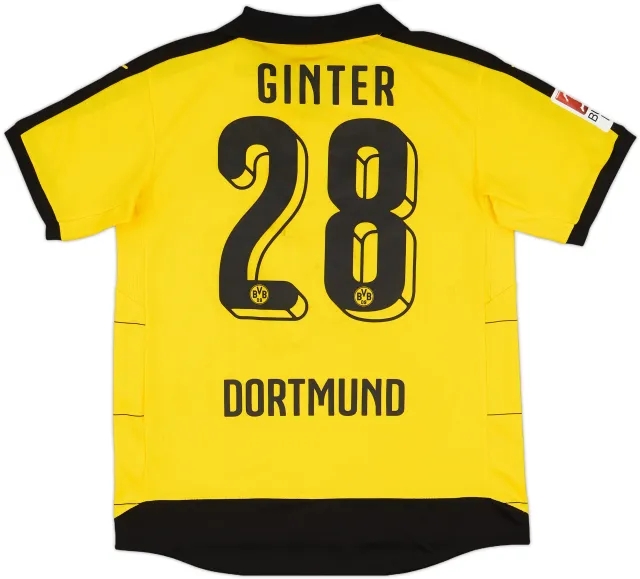 2015-16 Borussia Dortmund Home Shirt Ginter #28 - 7/10 - (XL.Boys)