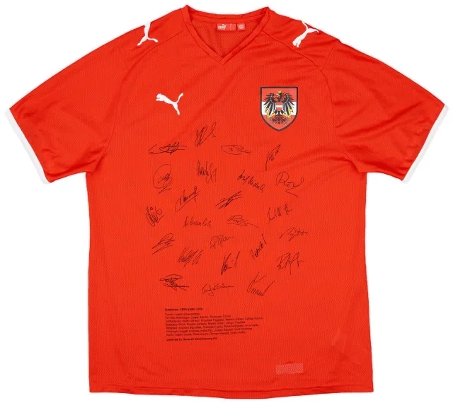 2008-09 Austria Squad Signed Home Shirt - 9/10 - (L)