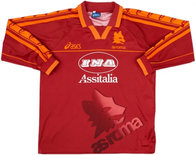 1995-96 Roma Home L/S Shirt - 8/10 - (S.Boys)
