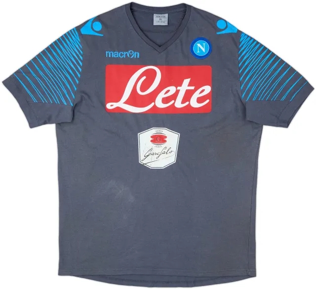 2014-15 Napoli Macron Cotton Tee - 5/10 - (XL)