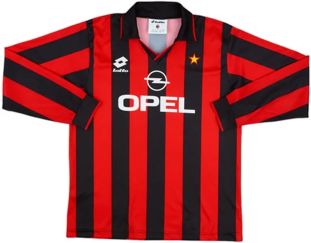 1994-95 AC Milan Basic Home L/S Shirt - 7/10 - (XL.Boys)