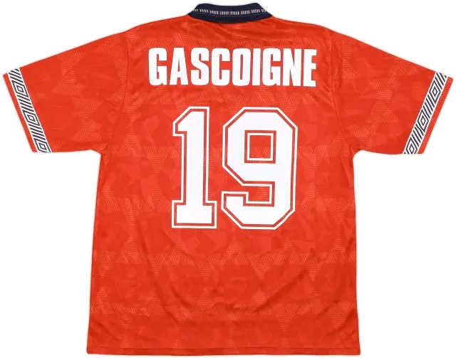 1990-93 England Away Shirt Gascoigne #19 - 8/10 - (M)
