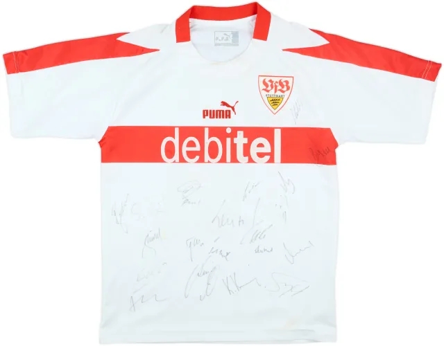 2002-03 Stuttgart Match Issue Squad Signed Home Shirt #18