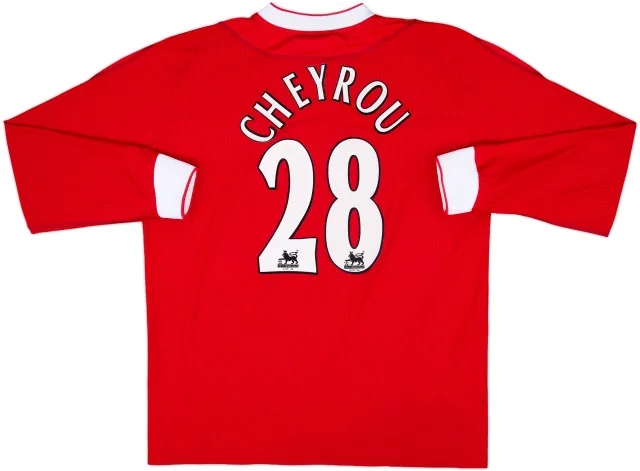 2002-04 Liverpool Home L/S Shirt Cheyrou #28 - 8/10 - (L)