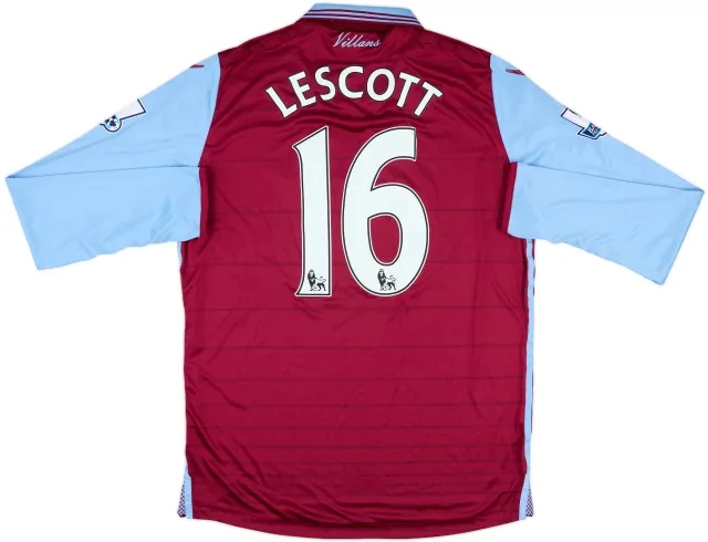 2015-16 Aston Villa Match Issue Home L/S Shirt Lescott #16