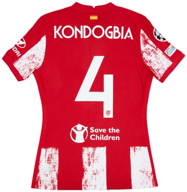 2021-22 Atletico Madrid Match Issue Champions League Home Shirt Kondogbia #4