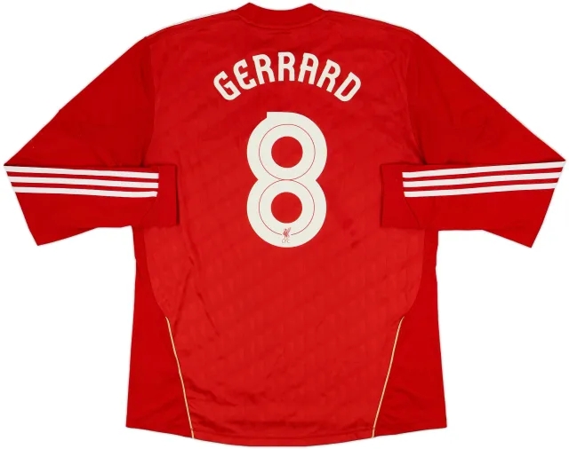 2010-12 Liverpool Home L/S Shirt Gerrard #8 - 5/10 - (XL)