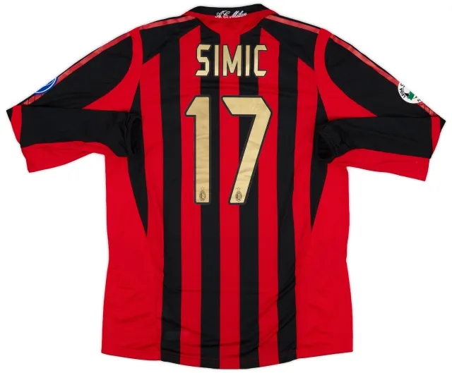 2005-06 AC Milan Match Issue Home L/S Shirt Simic #17