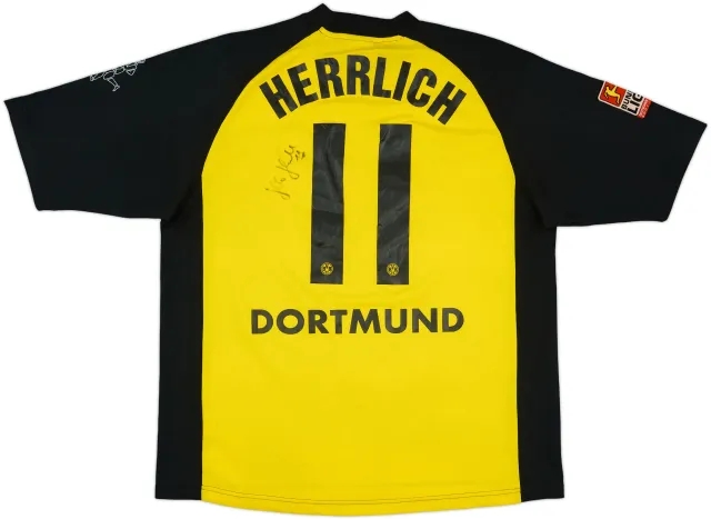2001-02 Borussia Dortmund Signed Home Shirt Herrlich #11 - 8/10 - (XL)