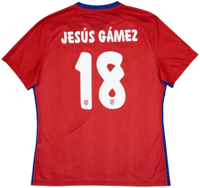 2015-16 Atletico Madrid Player Issue Home Shirt Jesus Gamez #18 (XL)