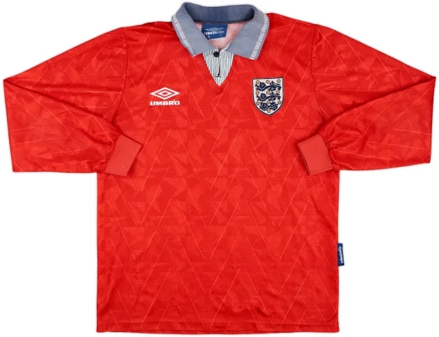 1990-93 England Away L/S Shirt - 6/10 - (S)
