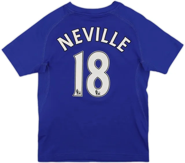 2010-11 Everton Home Shirt Neville #18 - 8/10 - (M.Boys)