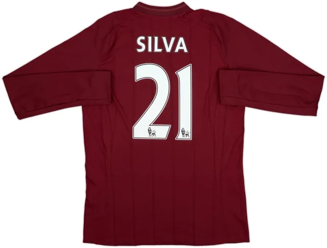 2012-13 Manchester City Away L/S Shirt Silva #21 - 10/10 - (S)