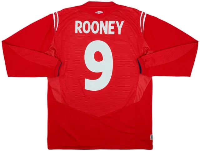2004-06 England Away L/S Shirt Rooney #9 - 10/10 - (L)