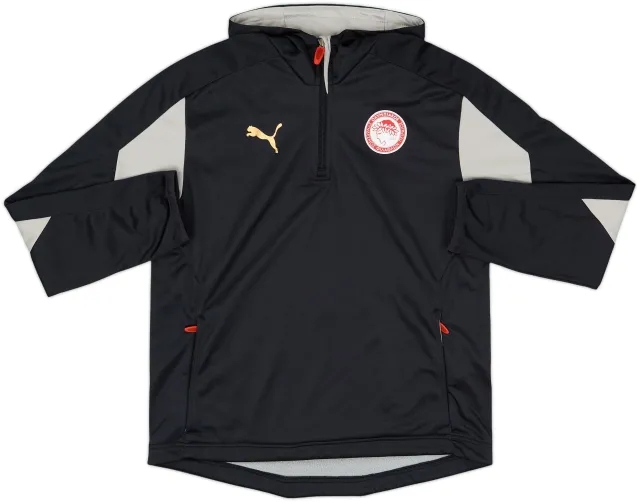 2010-11 Olympiakos Puma 1/4 Zip Hooded Top - 8/10 - (S)