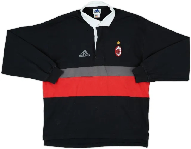 2000-01 AC Milan adidas Polo L/S Shirt - 8/10 - (S)