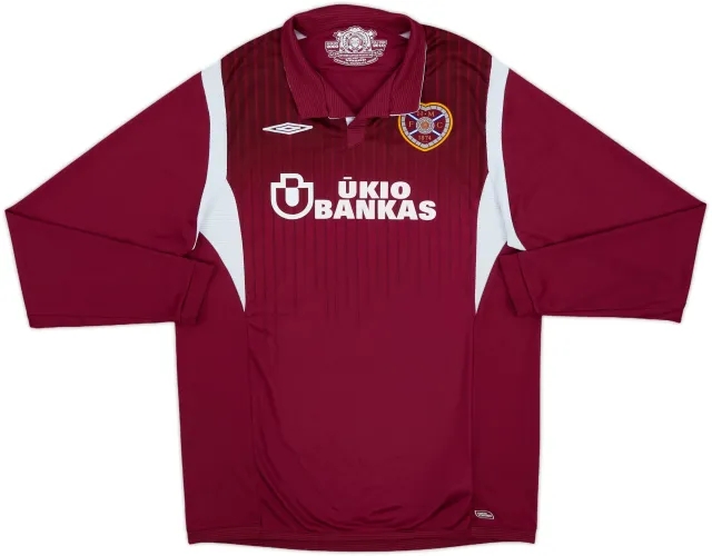 2009-10 Hearts Home L/S Shirt - 8/10 - (S)