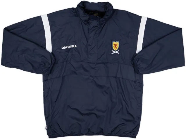 2004-05 Scotland Diadora Hooded 1/4 Zip Rain Jacket - 8/10 - (L)